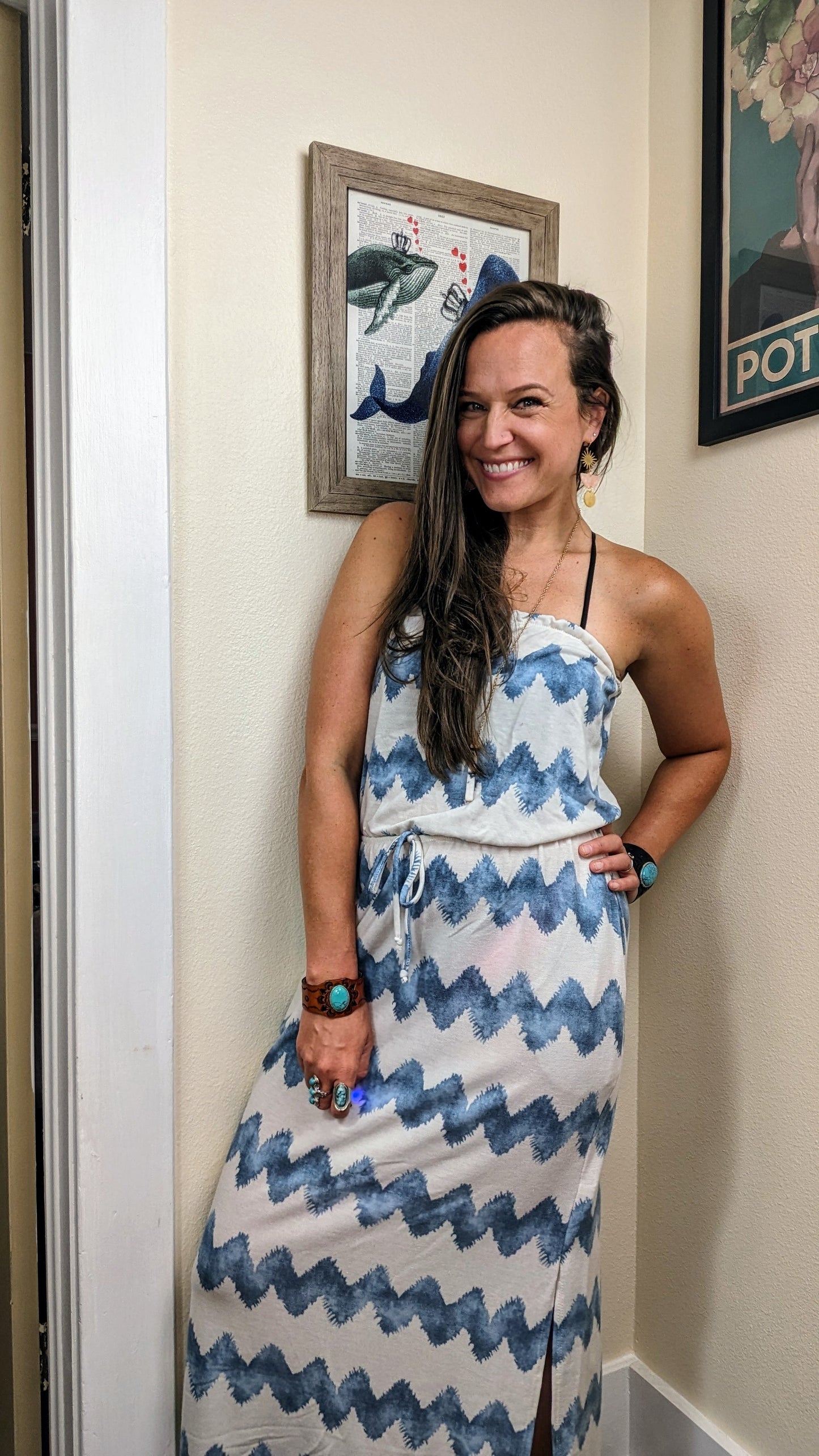 Laid Back Chevron Blue Maxi Dress