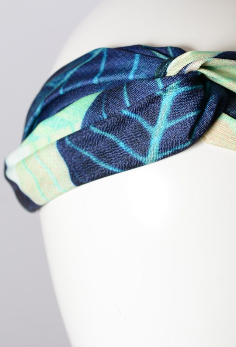 Leaf Print Twist Headwrap